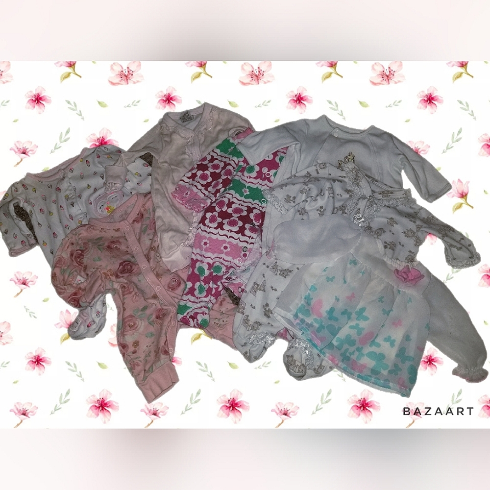 👣A1 7pc NB Onesies and Sheer L/s Blouse